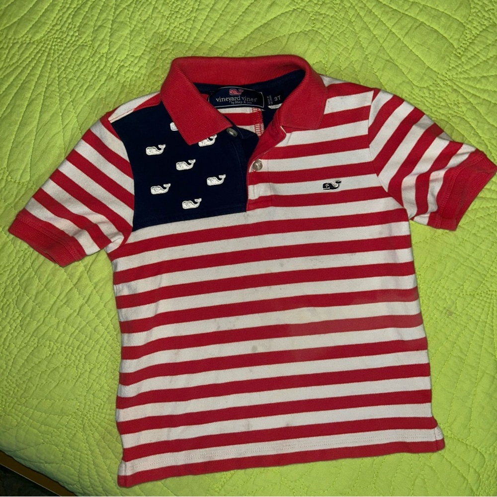 Vineyard Vines 3T Kids Polo with Red and White Stripes / 4th of July